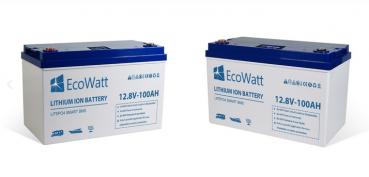 EcoWatt LiFePO4 Batterie Lithium Akku - Smart BMS 12V  / 100 Ah mit Display